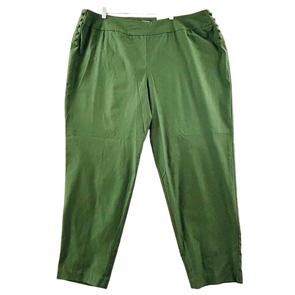 Cato Crop Pants Womens 24W Slim Fit Hi-Rise Climbing‎ Ivy Green Stretch Buttons - Picture 1 of 11